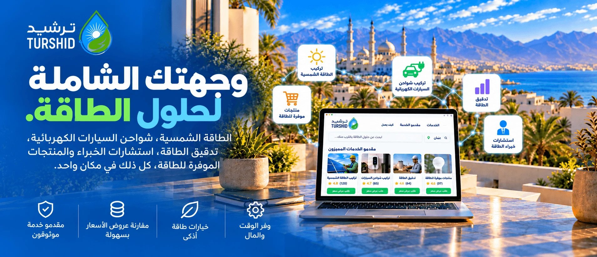 سوق الطاقة الشامل: الطاقة الشمسية، وشحن السيارات الكهربائية، وتدقيق الطاقة، والاستشاريون الخبراء، والمنتجات الموفّرة للطاقة
